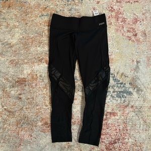 Victoria Secret Pink NWT Size Small Ankle Leggings black with mesh bottoms